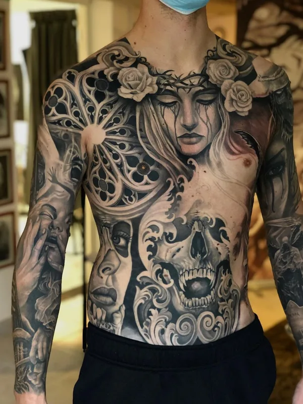 male black and grey realism Tatuagem em full body #42984 | Tatuador Johan Finné