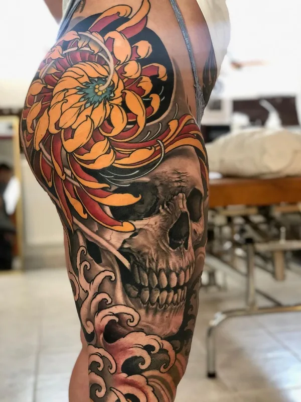 female color japanese Tatuagem em thigh #42985 | Tatuador Johan Finné