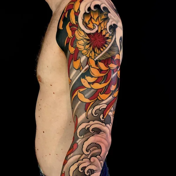 Japanese tattoo by Johan Finné in Helsingborg
