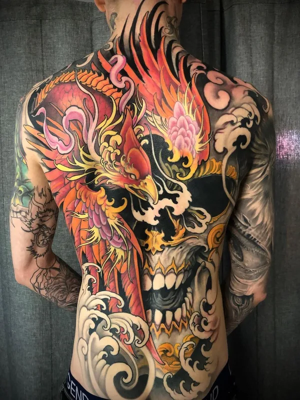 male color japanese Tatuagem em full back #42982 | Tatuador Johan Finné