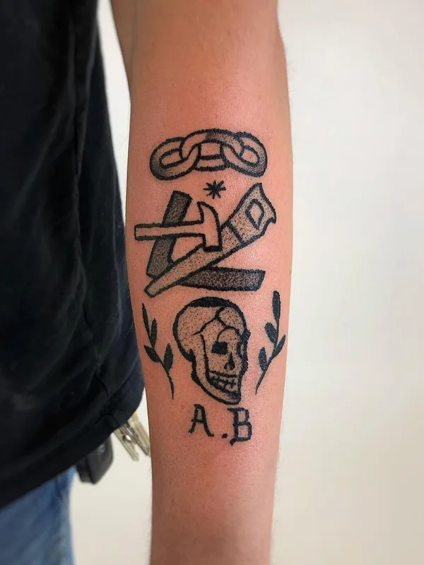 black blackwork Tatuaggio su forearm #42990 | Tatuatore Charley Gerardin