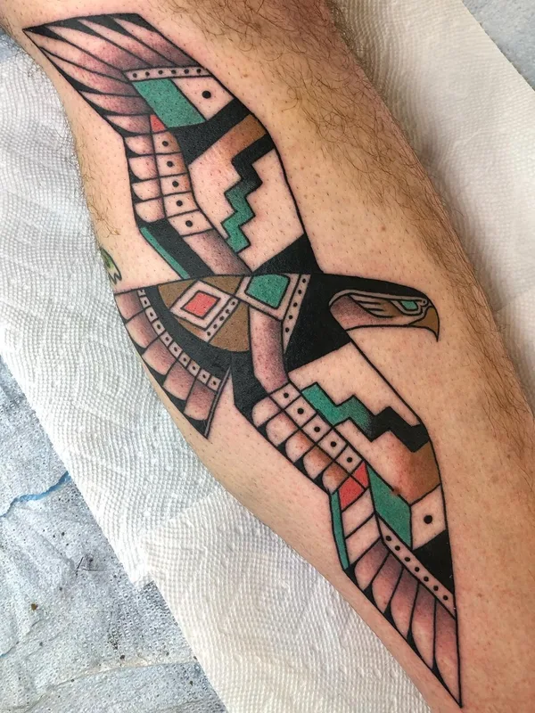 color geometric 纹身 在 calf #43004 | 纹身师 Shitneck Jones