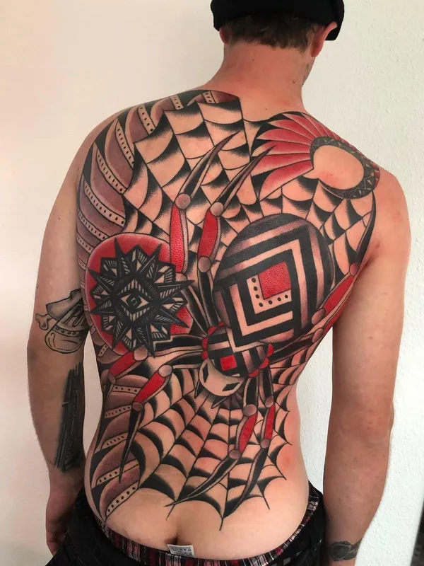 male color neo traditional 纹身 在 full back #43011 | 纹身师 Shitneck Jones