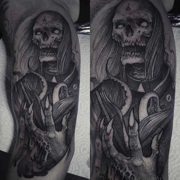 Dotwork tattoo by Rob Borbas in Budapest