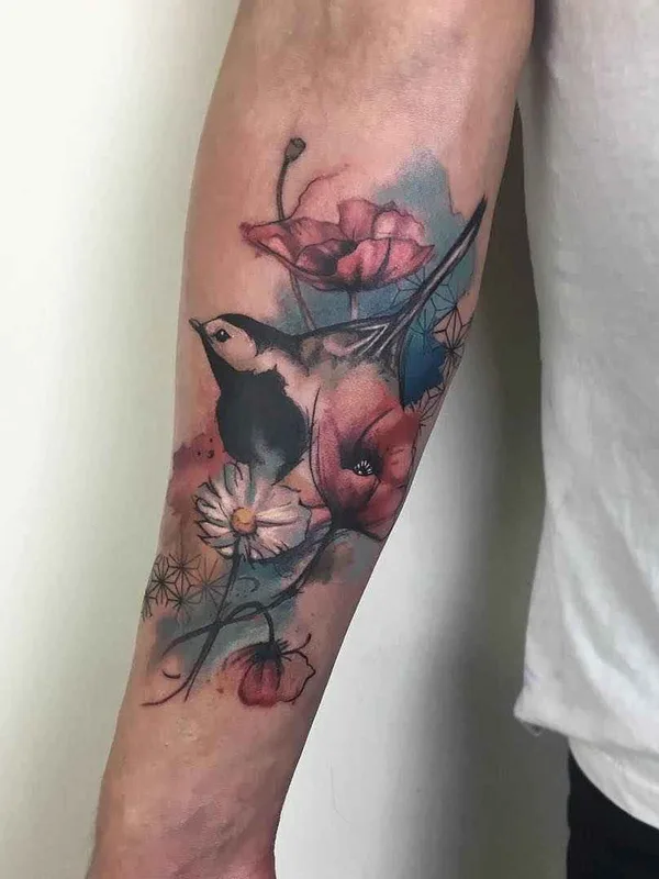 color watercolor татуировка на forearm #7585 | Тату мастер Yeliz Ozcan