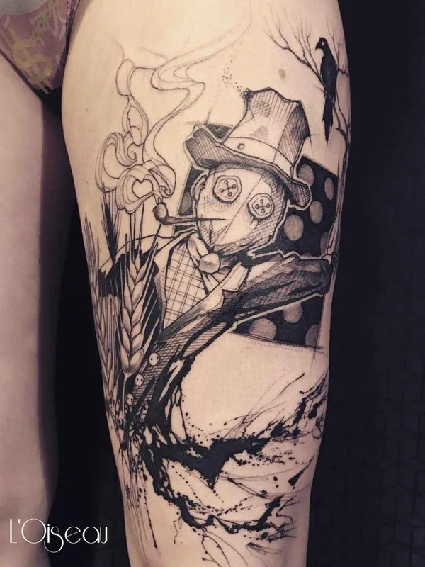 Author's Style tattoo by L'oiseau (Franck Solers) in Collioure