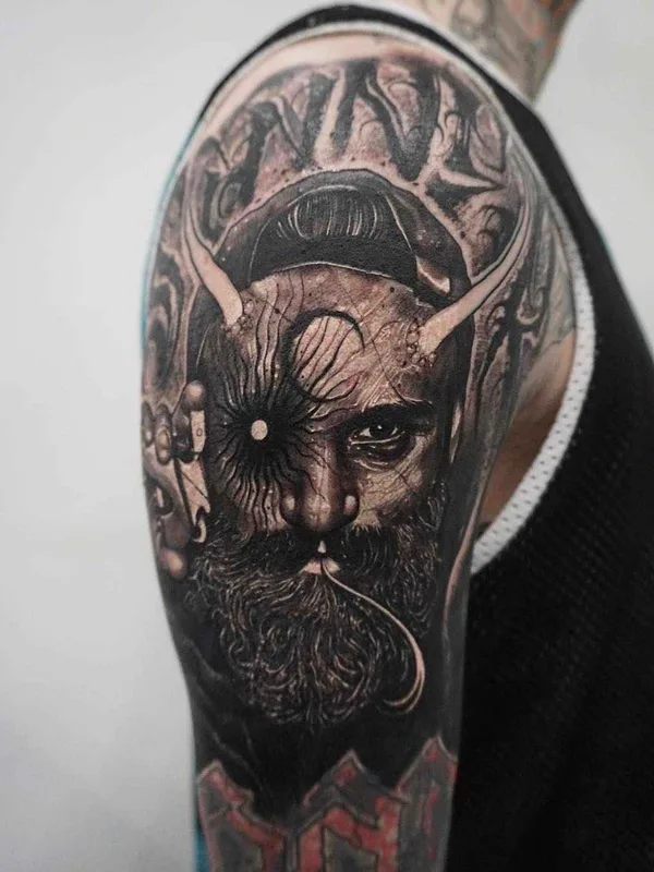 male black and grey black and grey tattoo on full sleeve #8924 | Tattoo Artist Rob Borbas