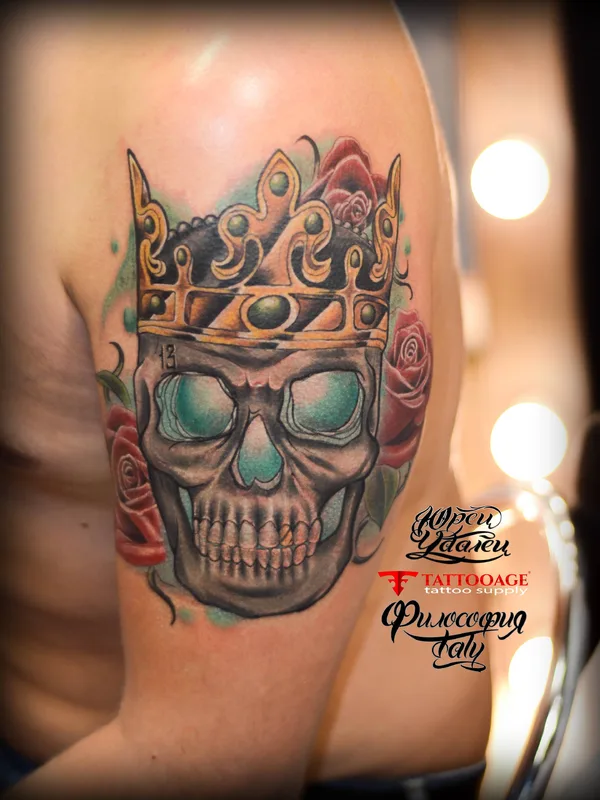 color realism tattoo on upper arm #23383 | Tattoo Artist Юрец Удалец