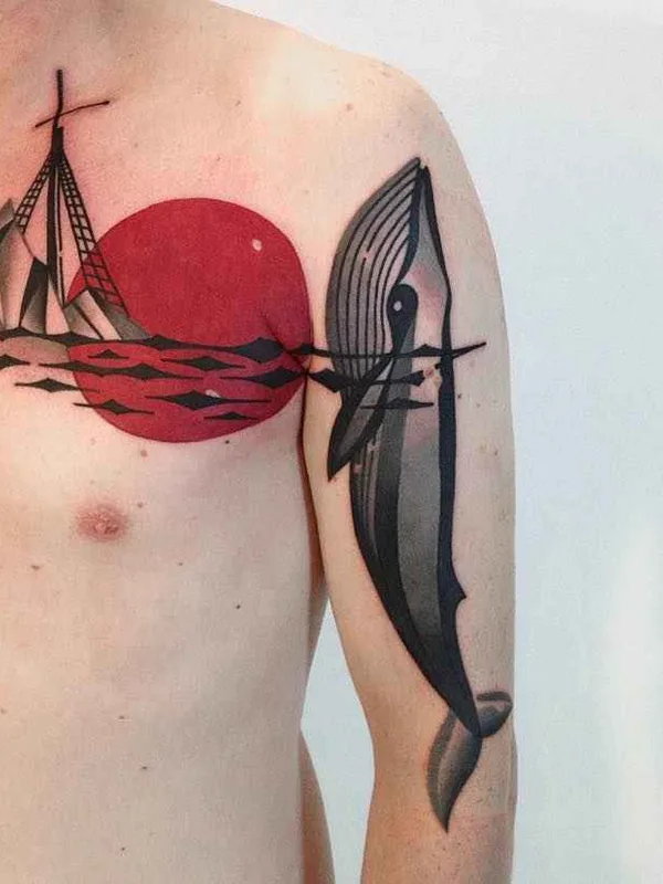 male color geometric tattoo auf chest #14339 | Tätowierer Денис Марахин