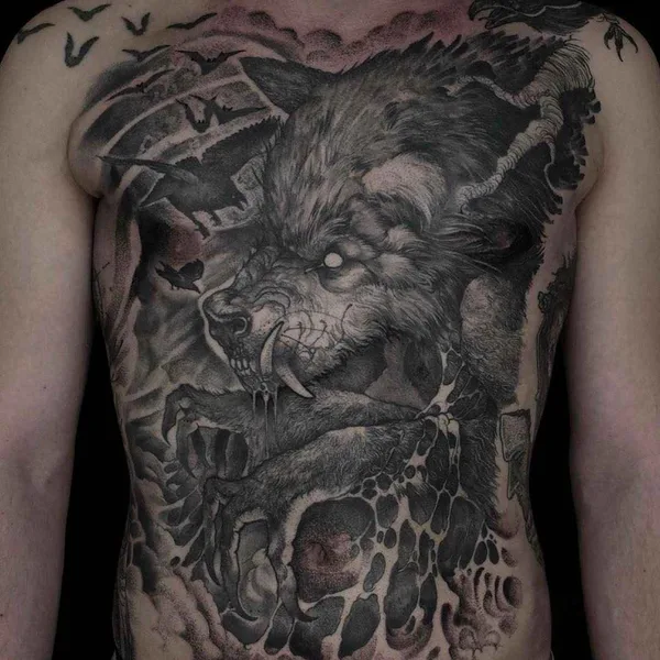 Dotwork tattoo by Rob Borbas in Budapest