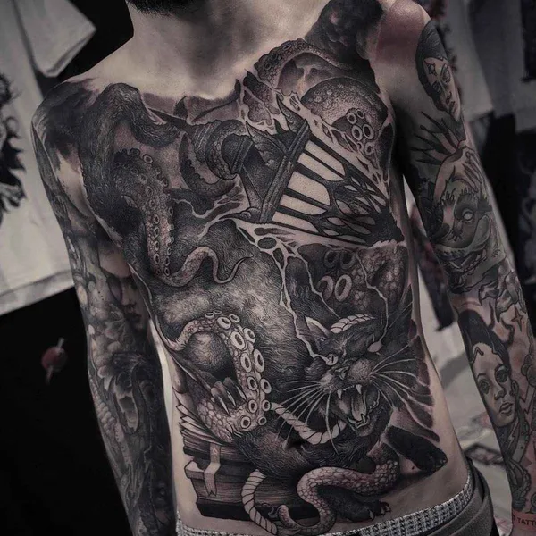 Dotwork tattoo by Rob Borbas in Budapest