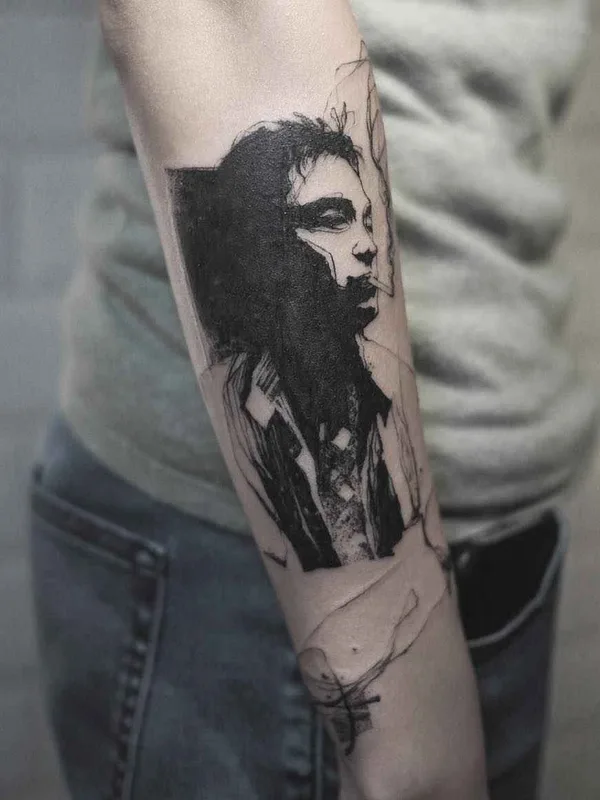 black sketch tattoo auf forearm #17675 | Tätowierer NADi