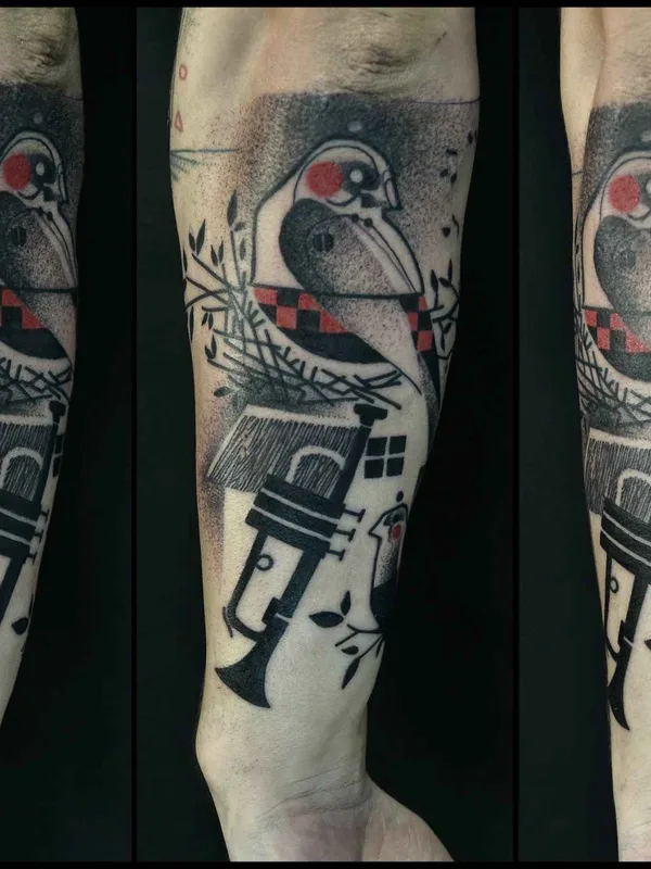 black and grey illustrative 타투 부위 forearm #13014 | 타투이스트 Katarzyna Krutak