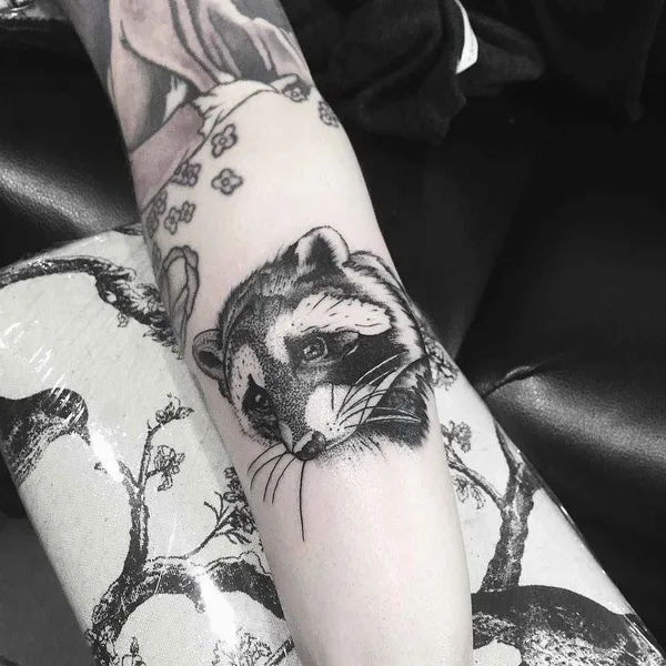 Дотворк tattoo by Olivier Casault in Montréal