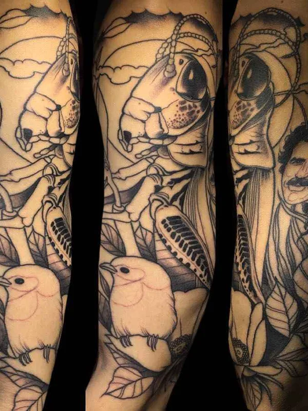 black and grey blackwork tattoo auf full sleeve #5088 | Tätowierer Aniela Dahlgren