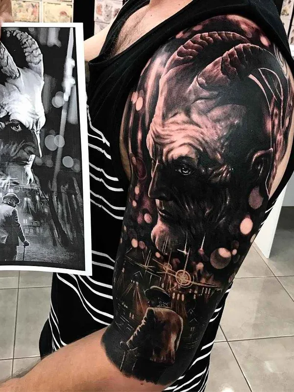 black and grey realism татуировка на full sleeve #10294 | Тату мастер Drew Apicture
