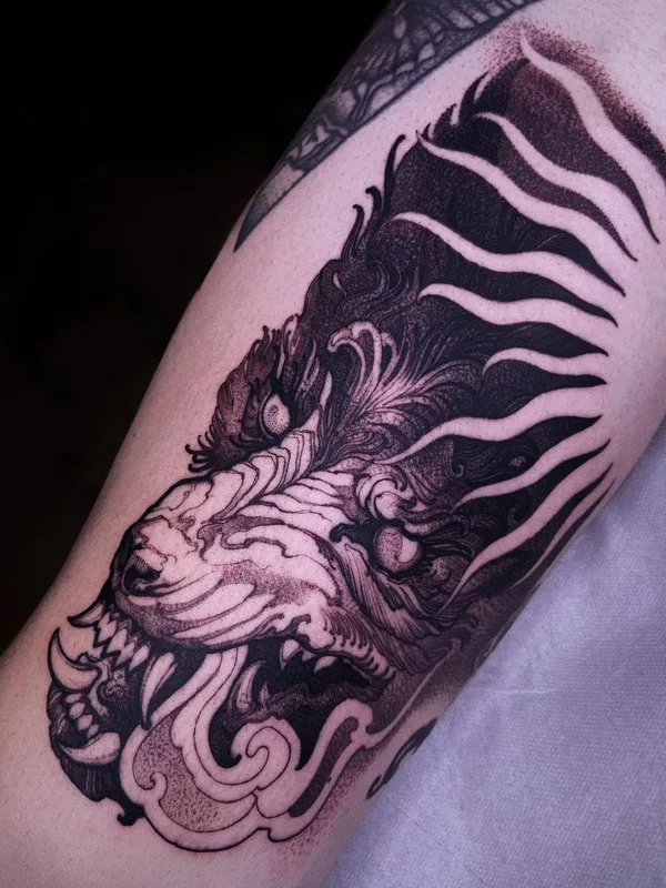 black and grey japanese татуировка на forearm #47308 | Тату мастер Amina Katinova
