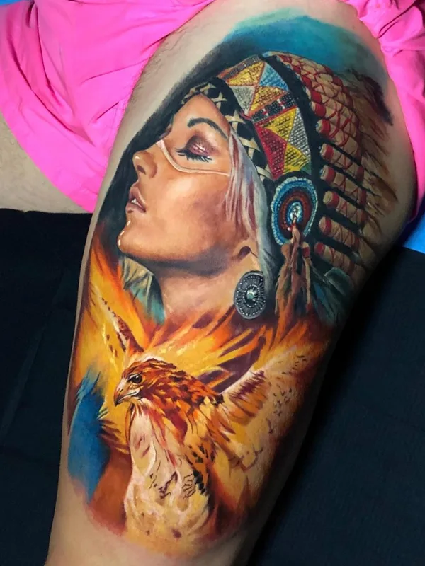 female color realism Tatuaggio su thigh #47378 | Tatuatore David Barrera Garcia