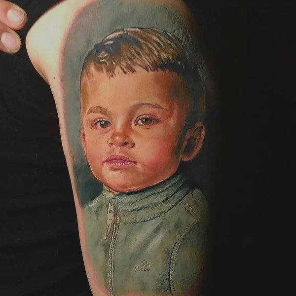 Portrait tattoo by David Barrera Garcia in Madrid