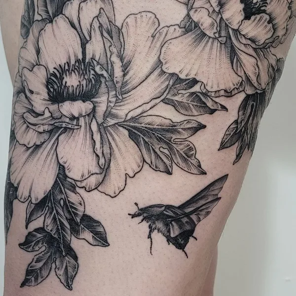 Botanical tattoo by Aija May in Rīga