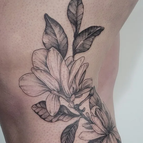 Botanical tattoo by Aija May in Rīga