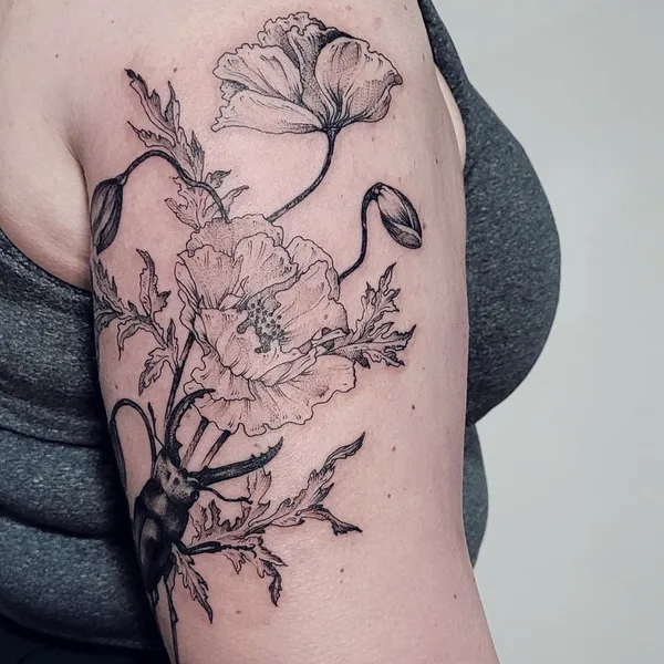 Botanical tattoo by Aija May in Rīga