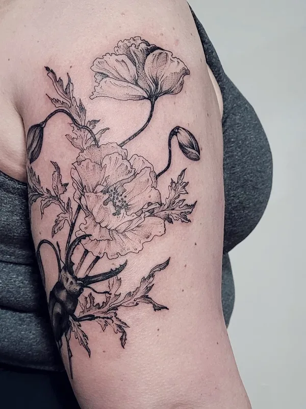 Botanical tattoo by Aija May in Rīga