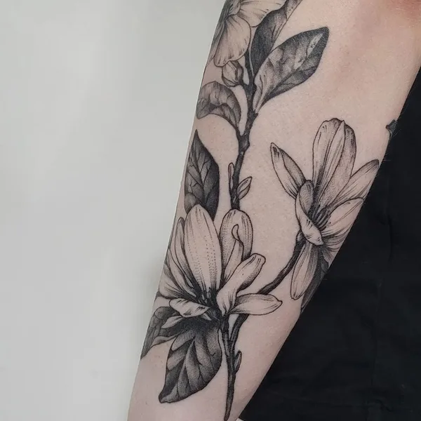 Botanical tattoo by Aija May in Rīga