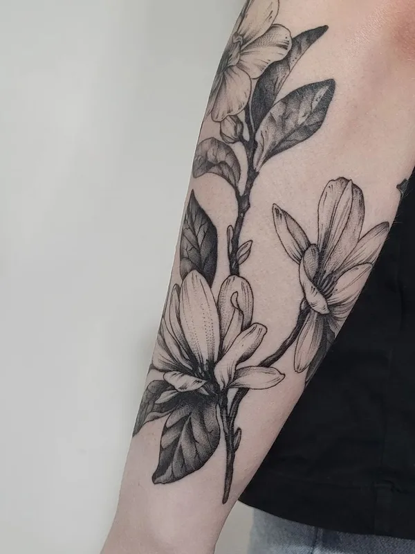 Botanical tattoo by Aija May in Rīga