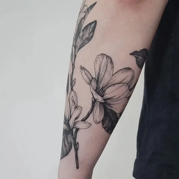 Botanical tattoo by Aija May in Rīga