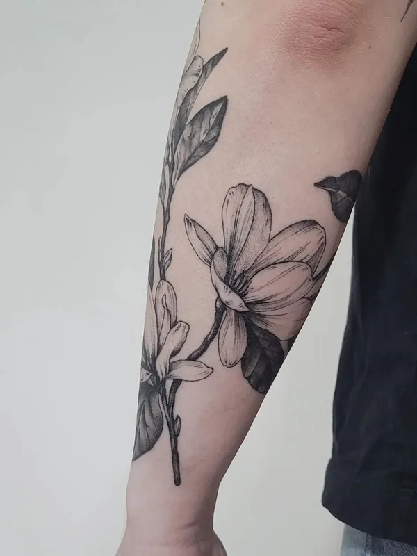 Botanical tattoo by Aija May in Rīga