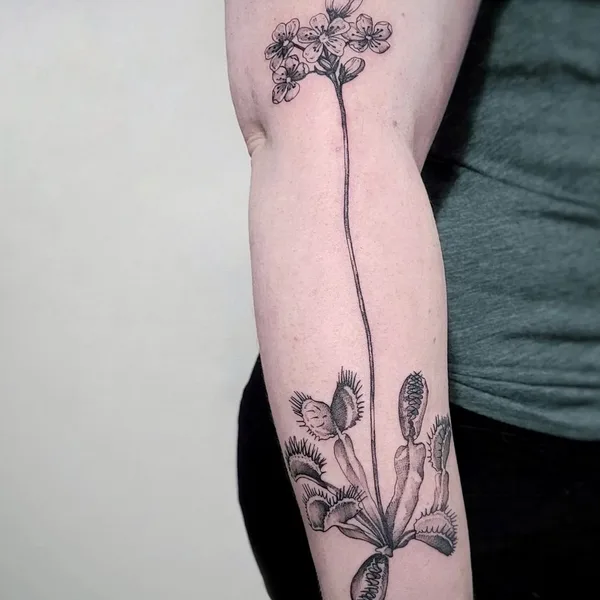 Botanical tattoo by Aija May in Rīga