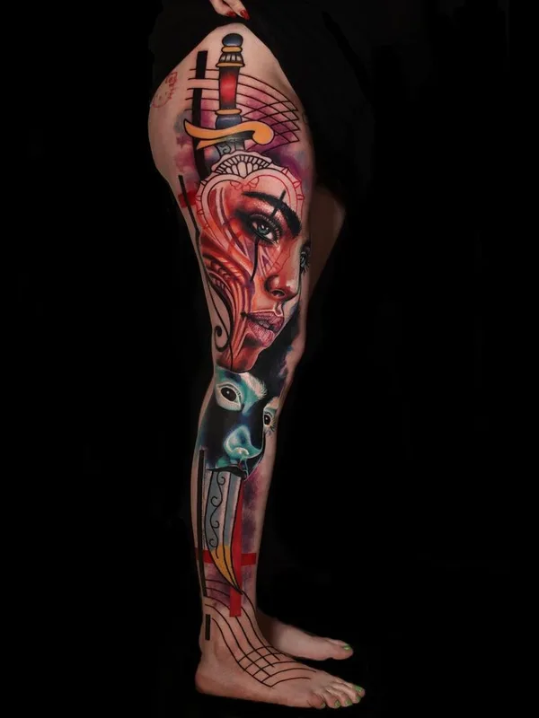 female color realism 타투 부위 full leg #47417 | 타투이스트 Moises Kampos
