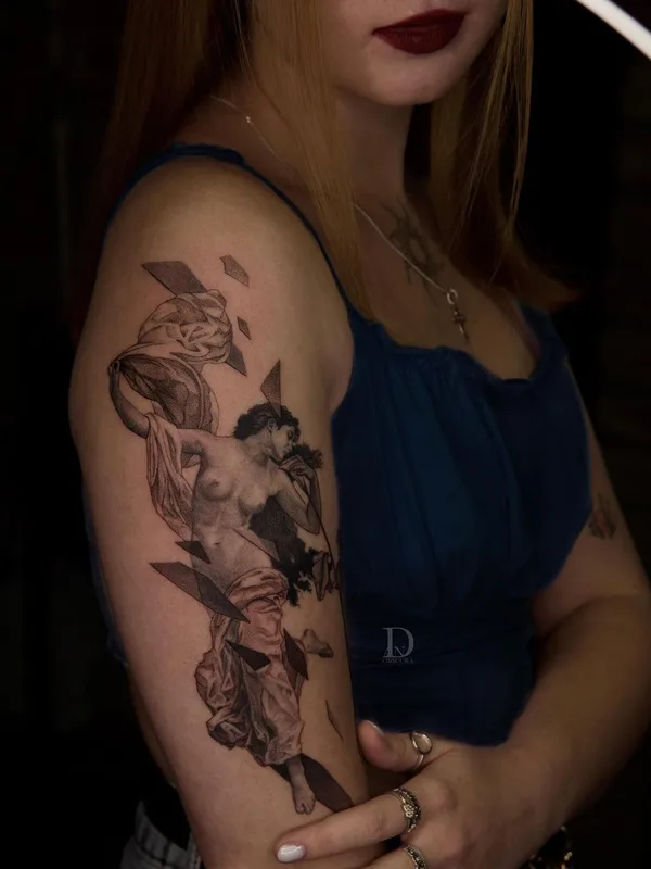 female black and grey realism татуировка на upper arm #47447 | Тату мастер Даниэл Авила-Гомес