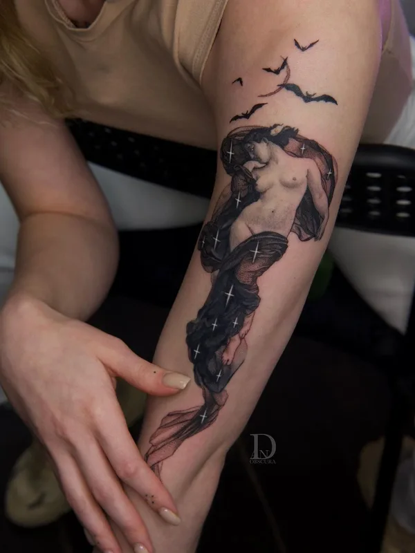 female black and grey black and grey татуировка на forearm #47449 | Тату мастер Даниэл Авила-Гомес