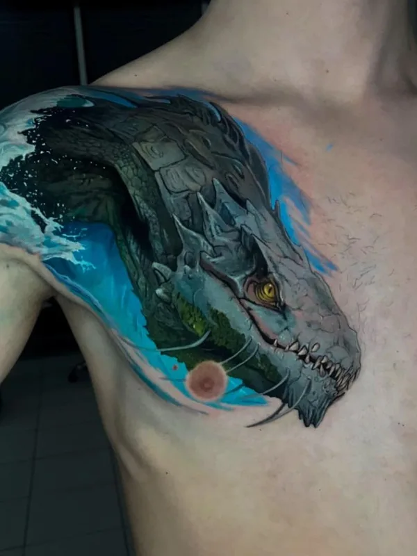 male color realism татуировка на chest #47538 | Тату мастер Alex Gur