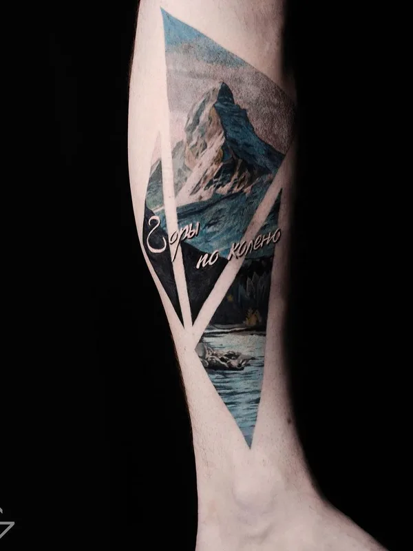color geometric татуировка на calf #47534 | Тату мастер Alex Gur