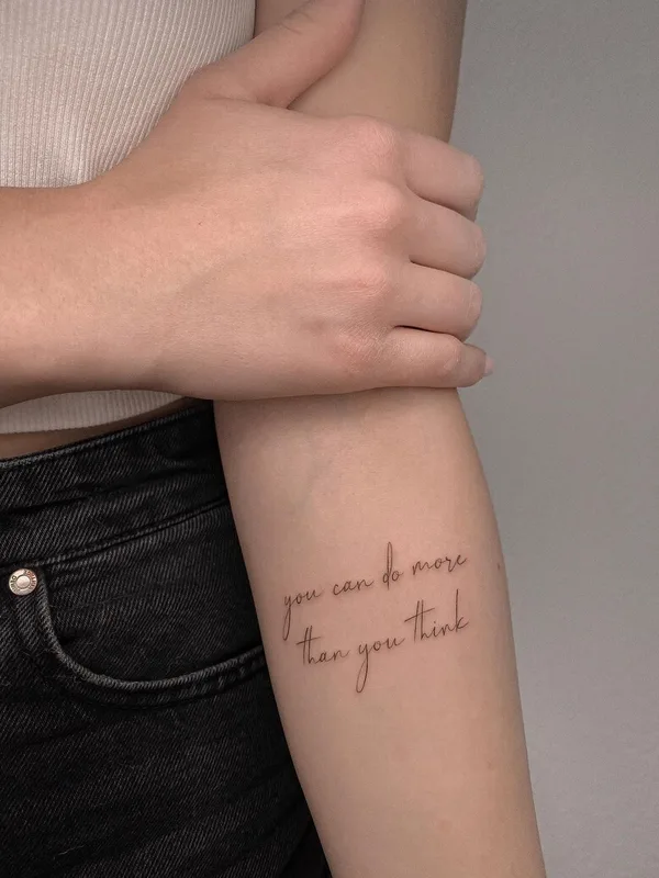 female black calligraphy татуировка на forearm #47550 | Тату мастер Алиса Эйсмонт