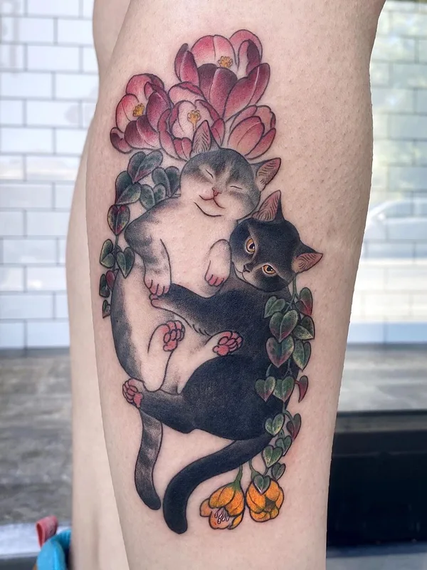 color illustrative tattoo auf calf #35191 | Tätowierer KIERA