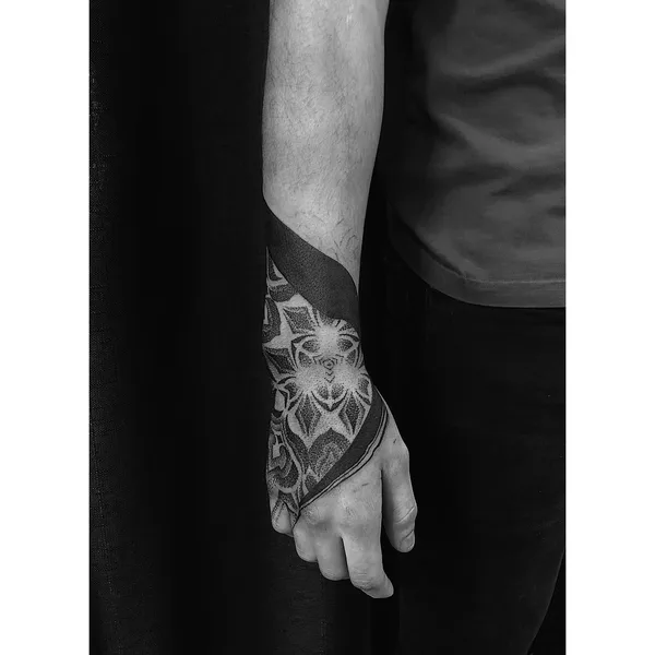 Ornamental tattoo by Ksenia @nayantara.tattoo in Сочи