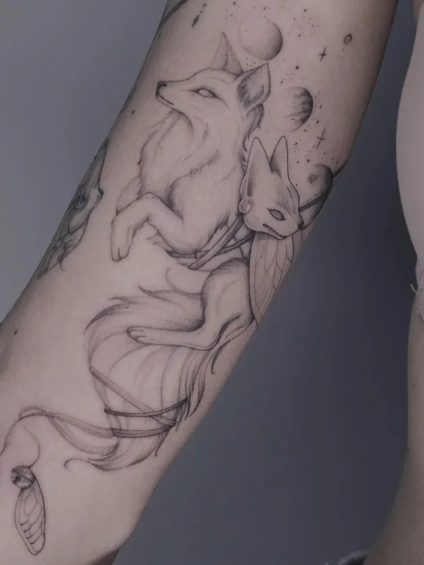 female black and grey sketch татуировка на forearm #51655 | Тату мастер Анна Тамери