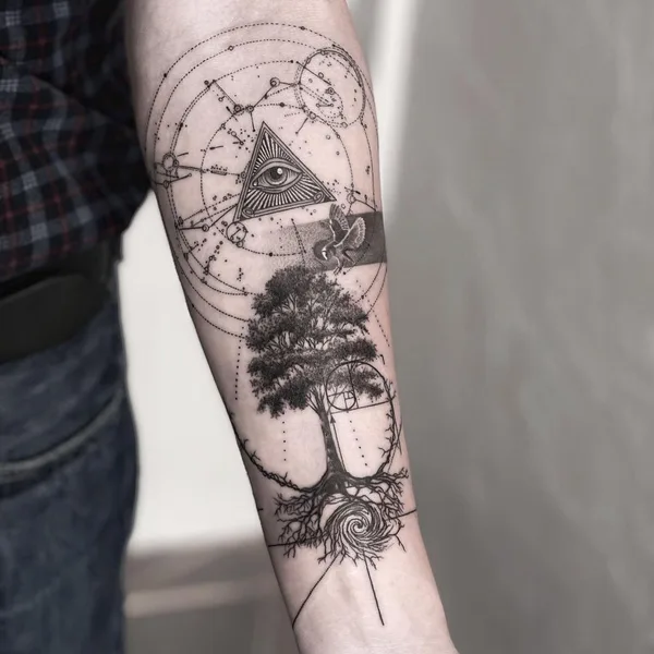 Geometric tattoo by Максим Лемо in Сочи