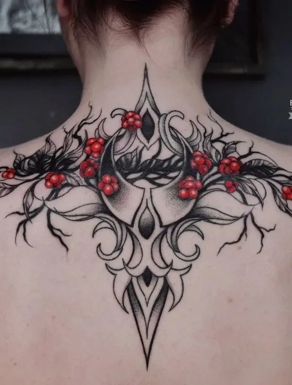 female color ornamental 타투 부위 upper back #51688 | 타투이스트 Елена Быкова