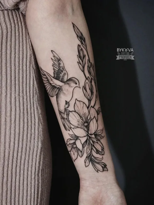 female black and grey black and grey 타투 부위 forearm #51687 | 타투이스트 Елена Быкова