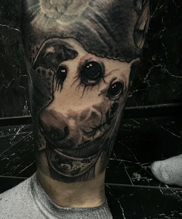 black and grey black and grey tattoo on calf #66956 | Tattoo Artist Jyrke Savolainen