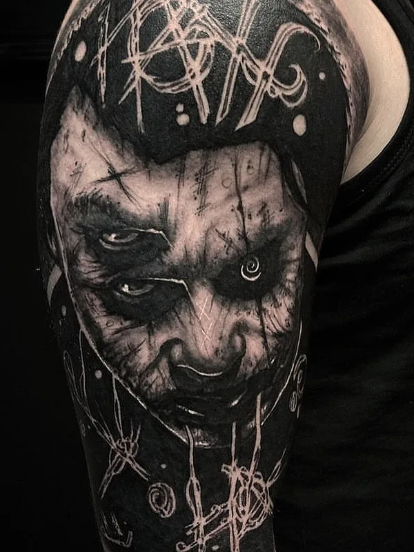 black blackwork tattoo on full sleeve #66958 | Tattoo Artist Jyrke Savolainen