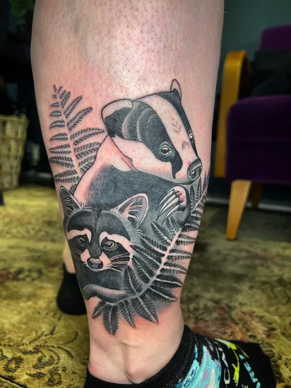 black and grey black and grey Tatuagem em calf #66988 | Tatuador Suvi of Tear Garden