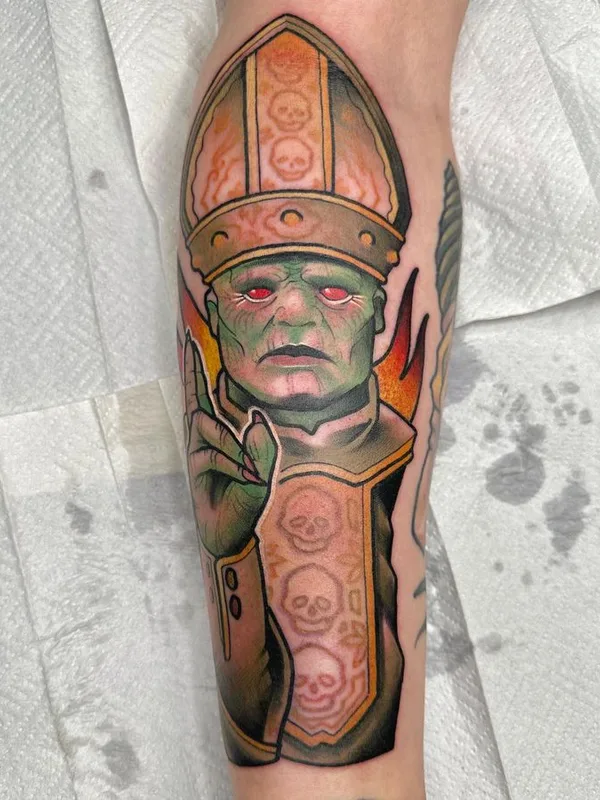 color neo traditional tatouage sur calf #66992 | Artiste tatoueur Aari Ylinen