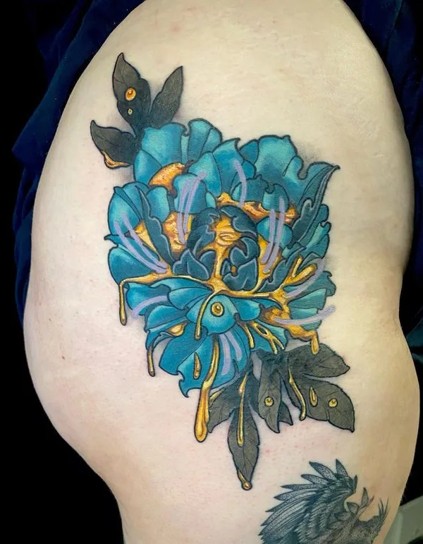 color illustrative татуировка на thigh #67026 | Тату мастер aliki_raftaki