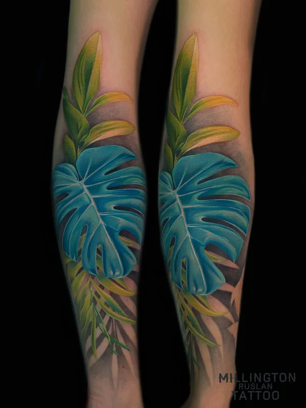 color botanic tattoo auf calf #35900 | Tätowierer Ruslan Millington